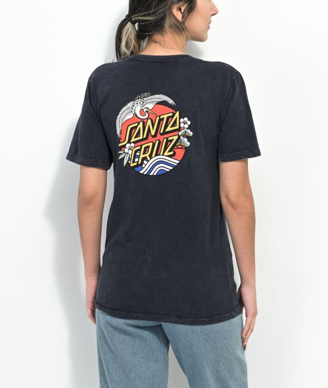 Santa Cruz Crane Dot Black Mineral Wash T-Shirt