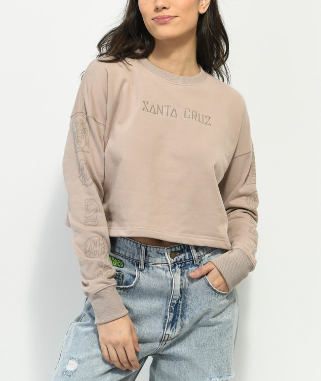 Santa Cruz Gateway Strip Mauve Crop Crewneck Sweatshirt