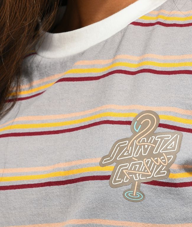 Santa Cruz Glow Dot Grey Sunrise Stripe T-Shirt - thumbnail 3