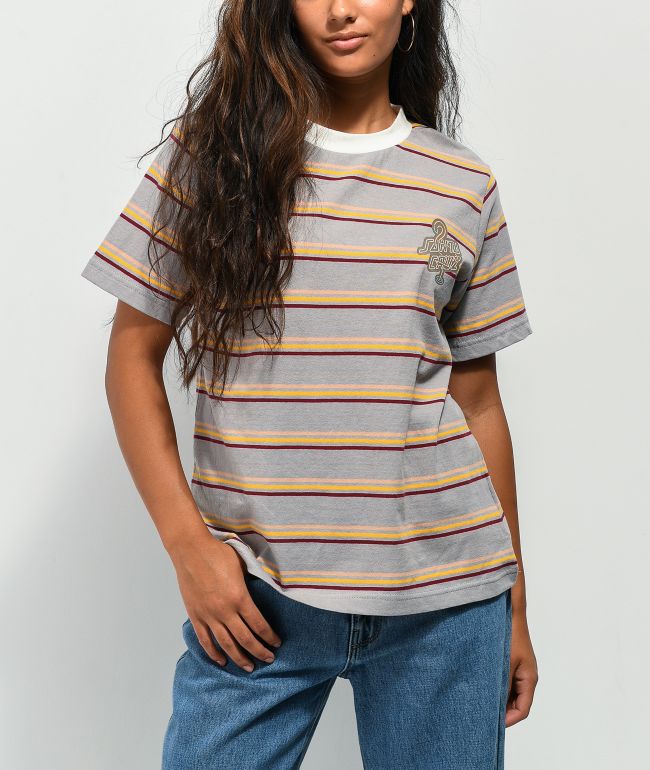 Santa Cruz Glow Dot Grey Sunrise Stripe T-Shirt - thumbnail 2