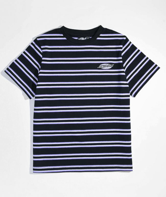 Santa Cruz Kids Oval Embroidered Stripe Purple &amp; Black T-Shirt