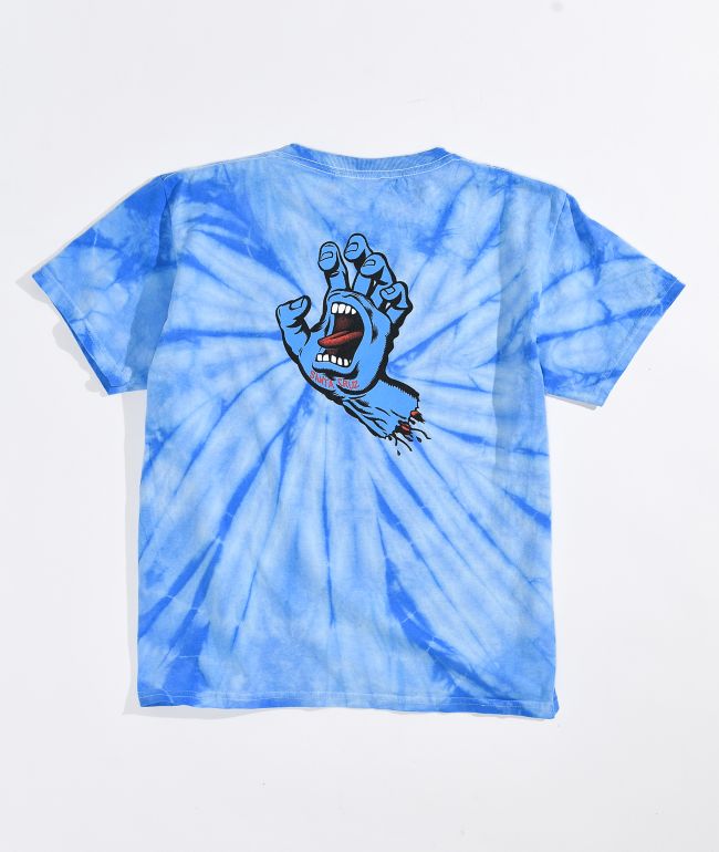 Santa Cruz Kids Scream Hand Blue Tie Dye T-Shirt