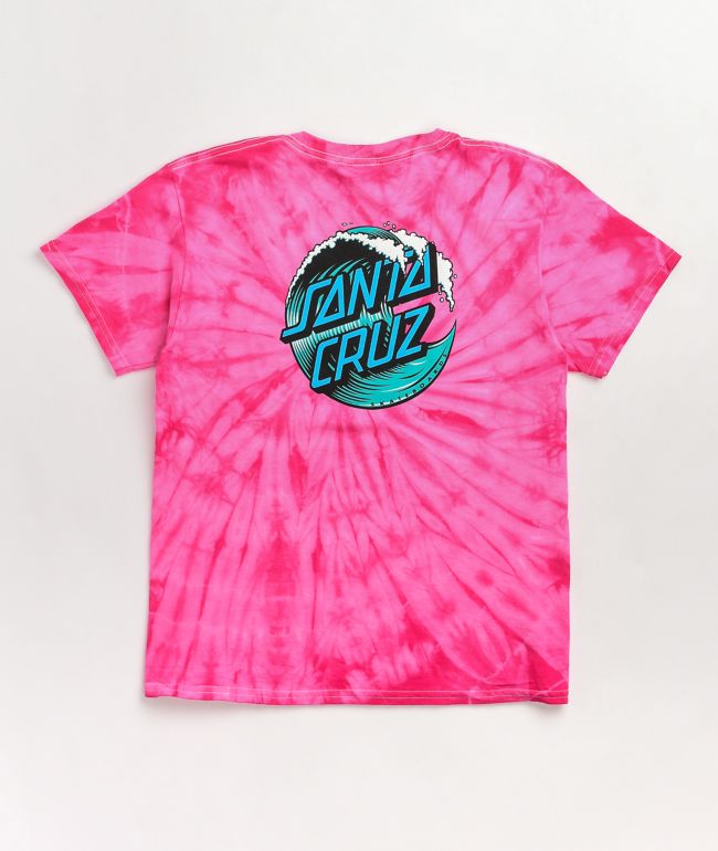 Santa Cruz Kids Wave Dot Pink Tie Dye T-Shirt