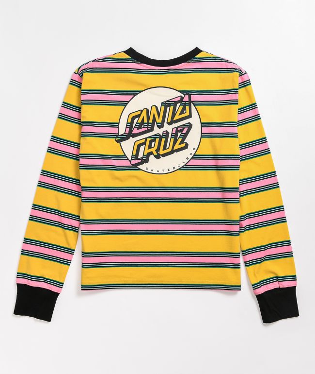 Santa Cruz Missing Dot Striped Yellow Long Sleeve T-Shirt