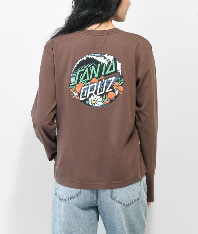 Santa Cruz Mushroom Wave Splice Brown Long Sleeve T-Shirt