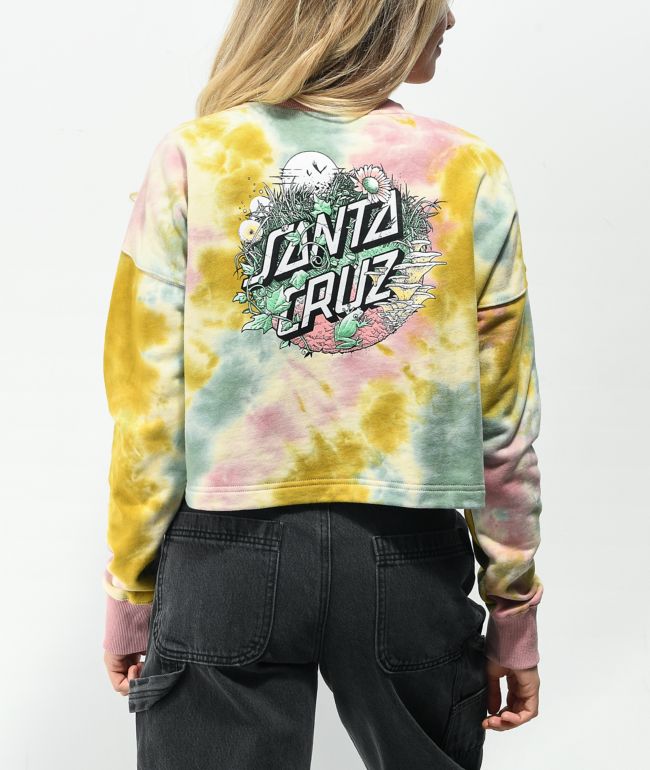 Santa Cruz Nature Dot Tie Dye Crop Crewneck Sweatshirt