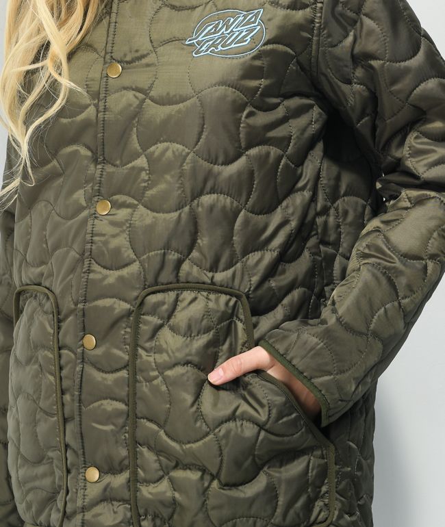 Santa Cruz Oval Line Dot Olive Quilted Chore Jacket - thumbnail 3