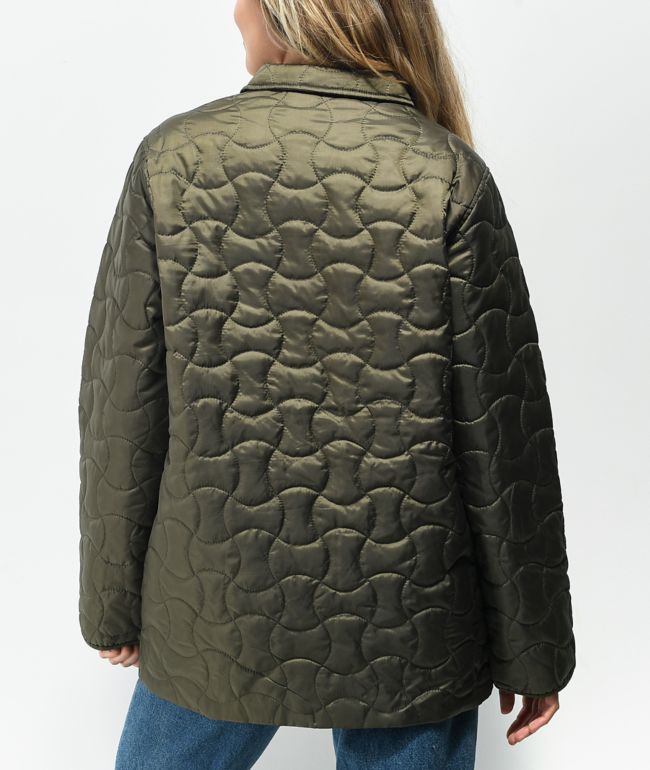 Santa Cruz Oval Line Dot Olive Quilted Chore Jacket - thumbnail 2