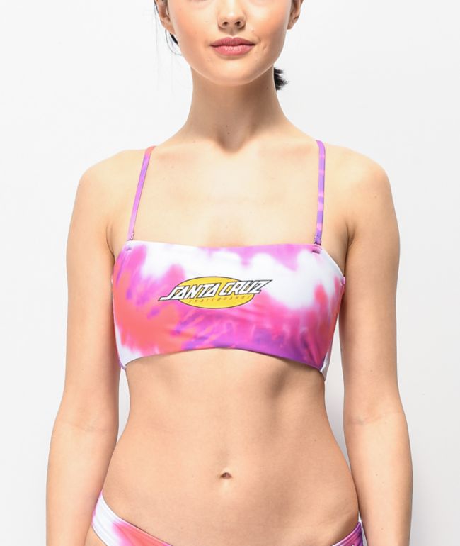 Santa Cruz Pink & Purple Tie Dye Bandeau Bikini Top