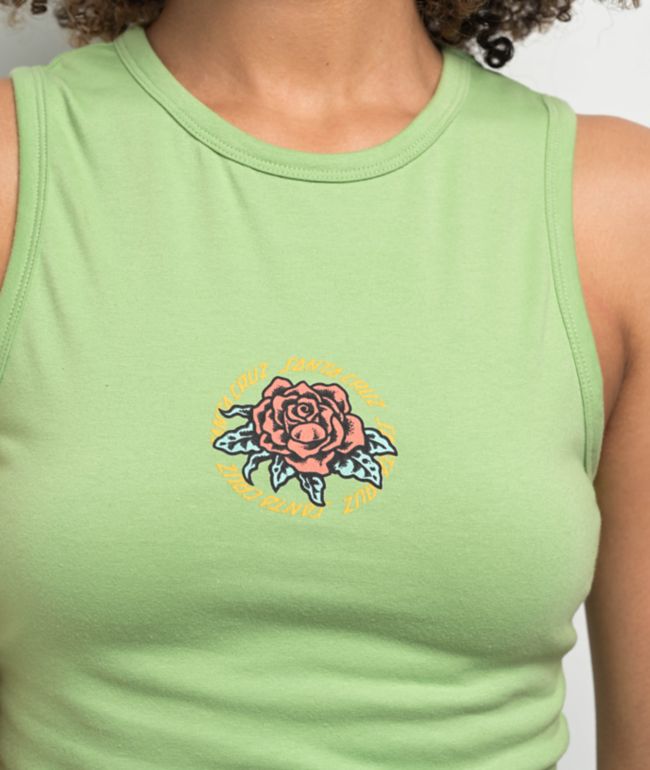 Santa Cruz Ringed Rose Green Crop Tank Top - thumbnail 3
