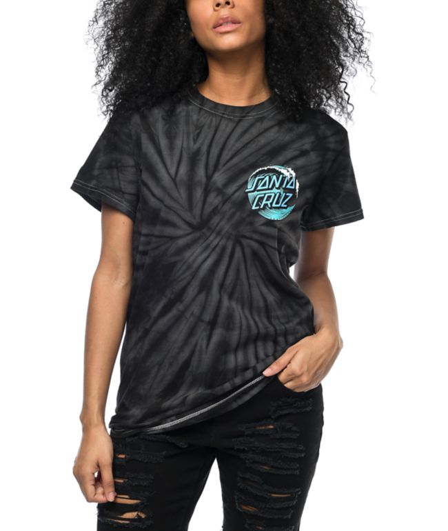 Santa Cruz Wave Dot Black Tie Dye T-Shirt - thumbnail 2