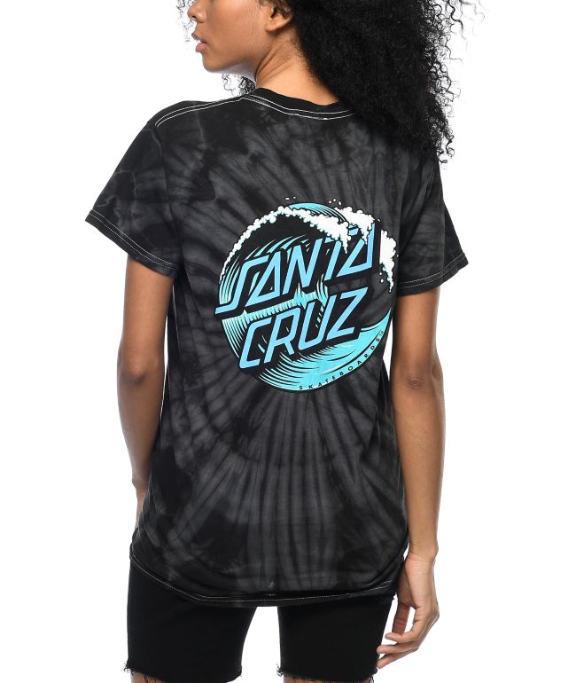 Santa Cruz Wave Dot Black Tie Dye T-Shirt