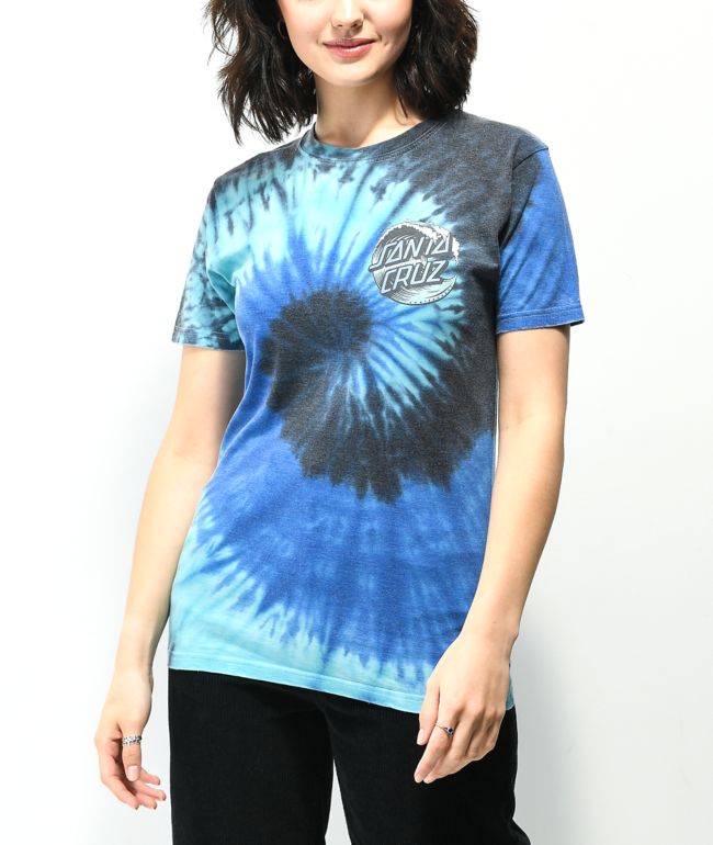 Santa Cruz Wave Dot Blue Tie Dye T-Shirt - thumbnail 2