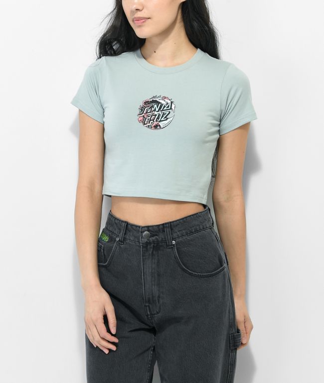 Santa Cruz Wave Poppy Slice Light Blue Crop T-Shirt
