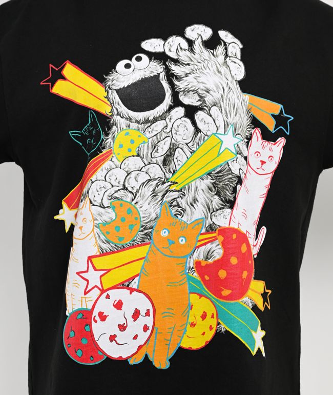 Sesame Street Cookie Monster Hyper Real Black T-Shirt - thumbnail 3