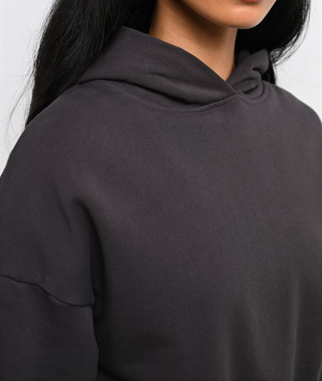 Shaka Wear Grey Boxy Crop Hoodie - thumbnail 3