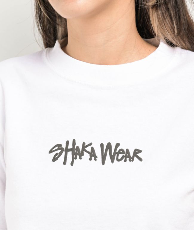 Shaka Wear Logo White Crop T-Shirt - thumbnail 2
