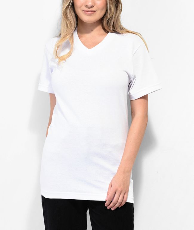 Shaka Wear V Neck White Heavyweight T-Shirt
