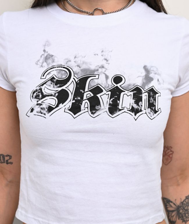 Skin Industries Smokey White Crop T-Shirt - thumbnail 3