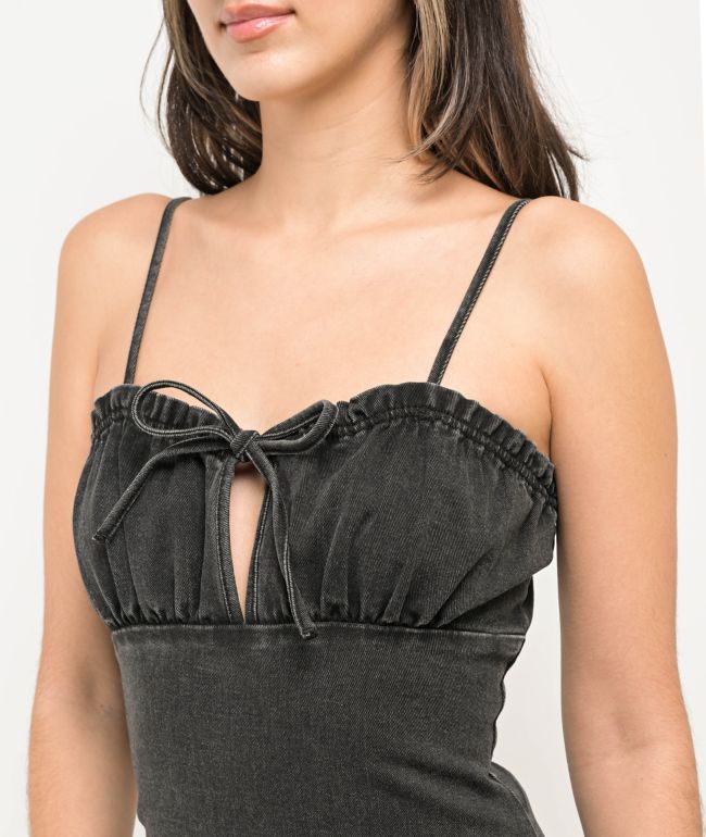 Spicychix Black Denim Mini Dress - thumbnail 3