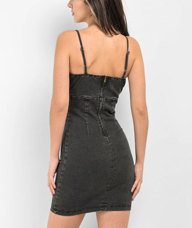 Spicychix Black Denim Mini Dress - thumbnail 2