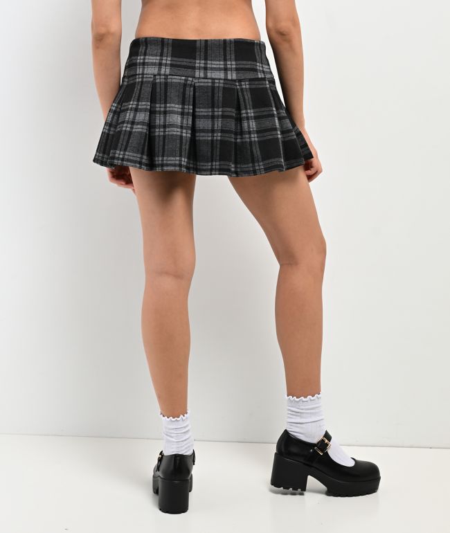 Spicychix Black Plaid Pleated Skort - thumbnail 2
