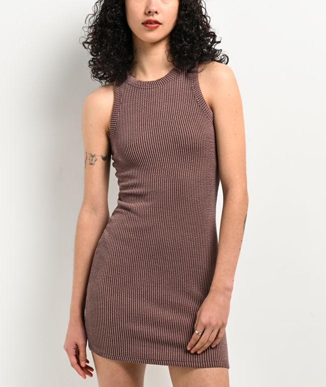 Spicychix Brown Ribbed Bodycon Dress
