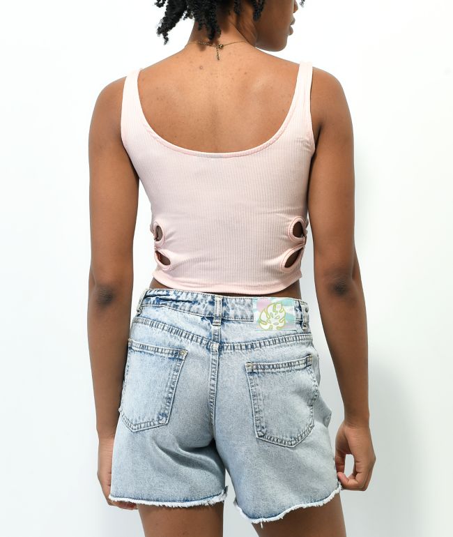 Spicychix Daisy Cut Out Coral Crop Tank Top - thumbnail 2