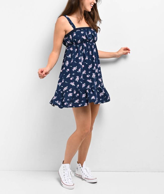 Spicychix Dark Floral Blue Dress - thumbnail 3