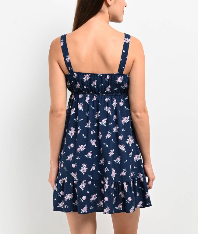 Spicychix Dark Floral Blue Dress - thumbnail 2