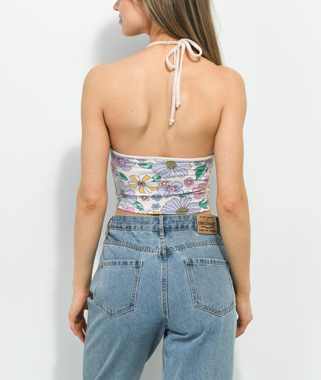 Spicychix Floral Print White Halter Top - thumbnail 2