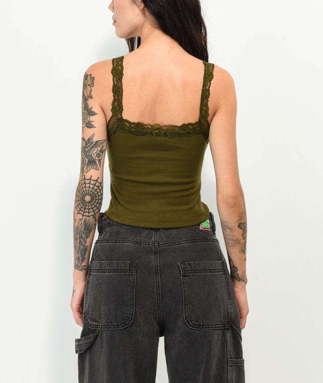 Spicychix Lace Green Crop Tank Top - thumbnail 2