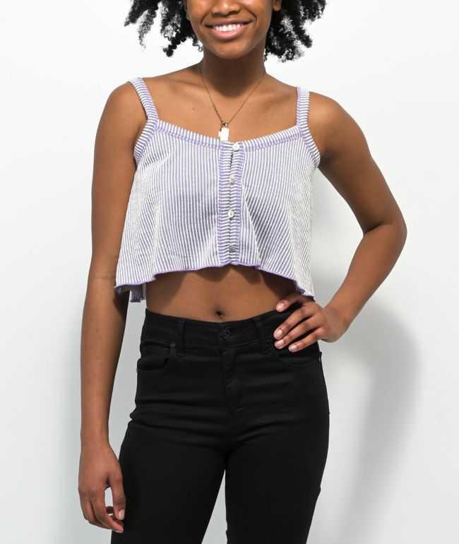 Spicychix Lilac Stripe Button Up Tank Top