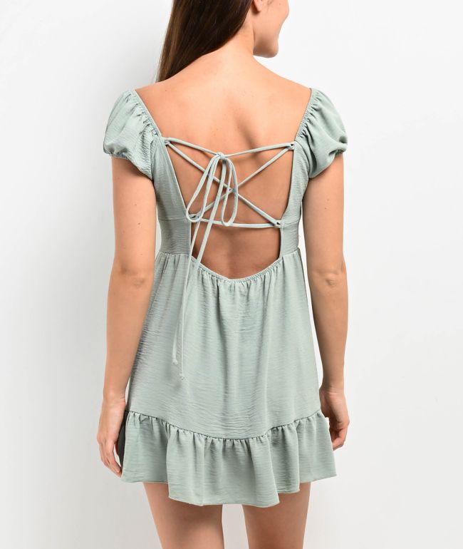 Spicychix Open Back Green Boho Mini Dress - thumbnail 2