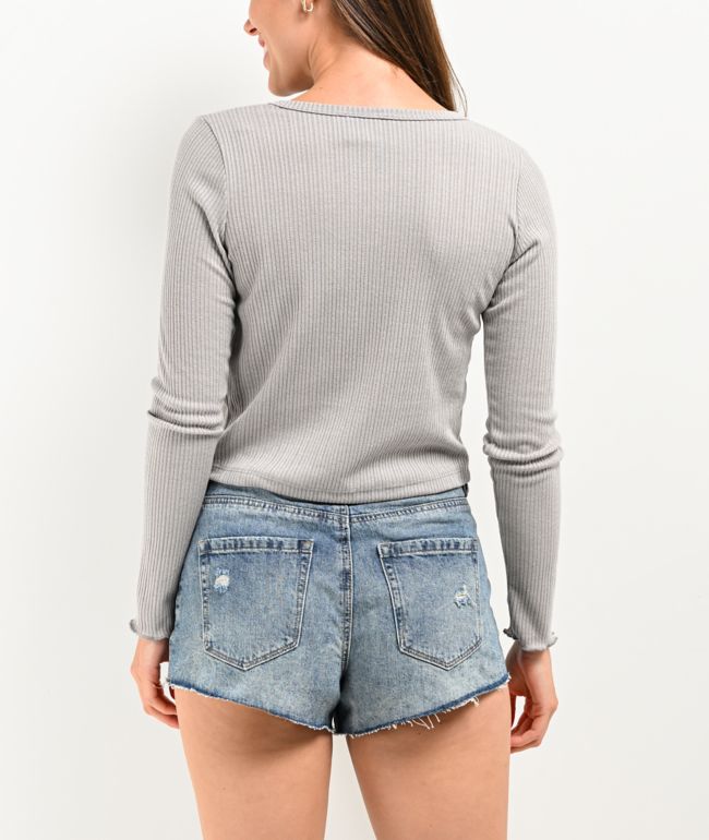Spicychix Pointelle Grey Sweater - thumbnail 2