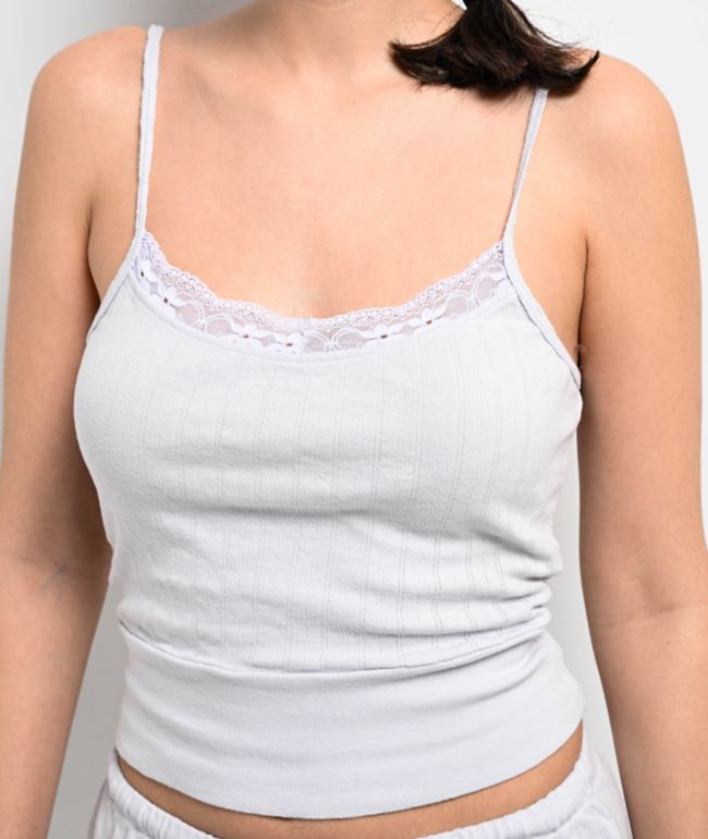 Spicychix Pointelle Light Blue Crop Tank Top - thumbnail 3