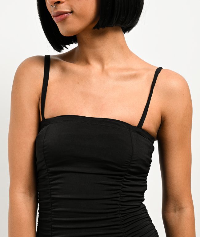 Spicychix Ruched Black Mini Dress - thumbnail 3