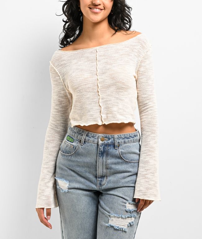 Spicychix Slub Cream Long Sleeve Top