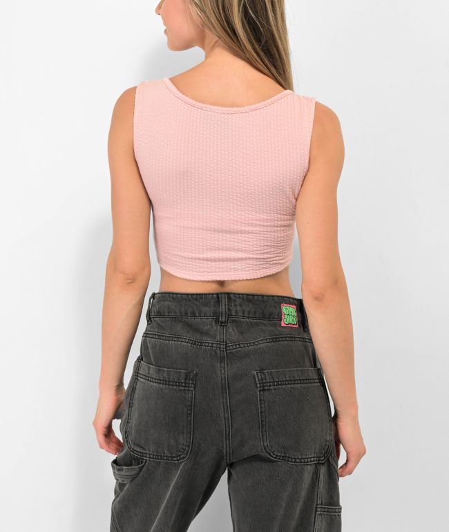 Spicychix Textured Pink Corset Crop Tank Top - thumbnail 2