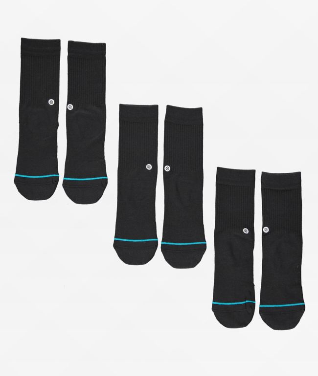 Stance Kids Icon Black 3 Pack Crew Socks