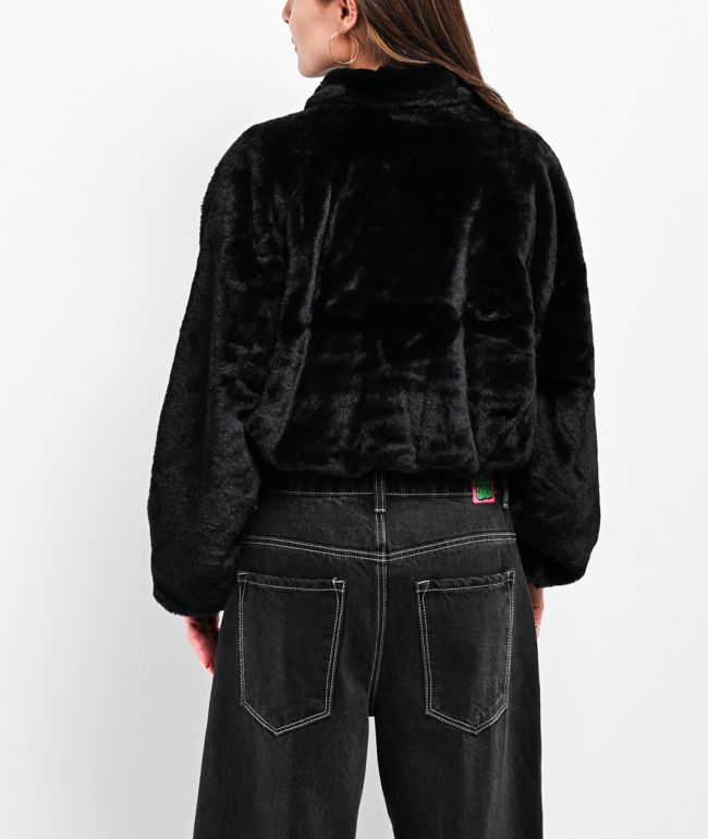 Stitch Fusion Black Faux Fur Zip Jacket - thumbnail 2