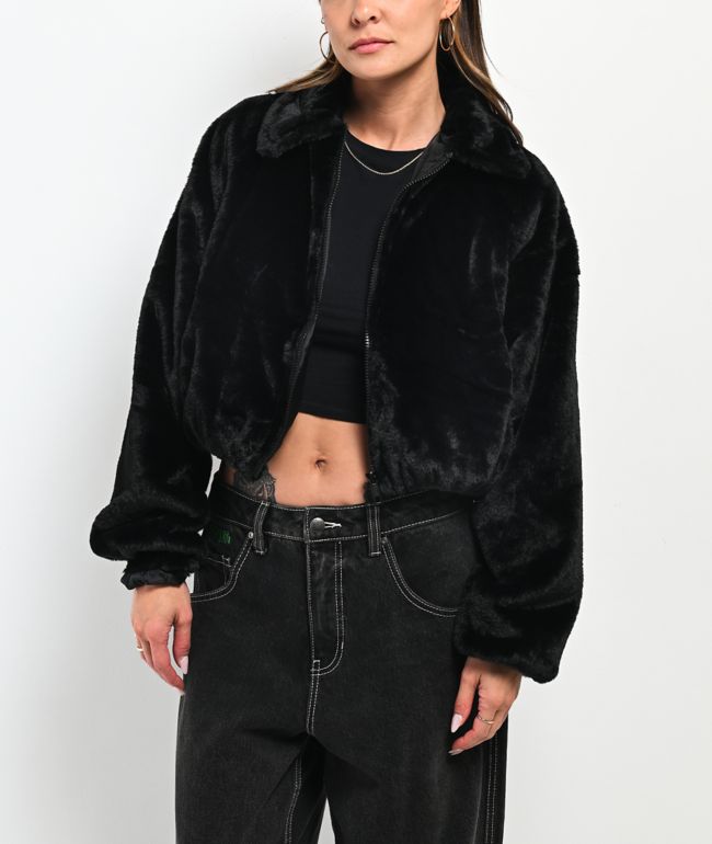 Stitch Fusion Black Faux Fur Zip Jacket