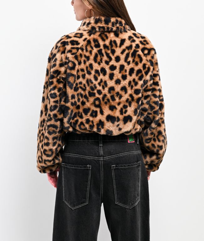 Stitch Fusion Leopard Faux Fur Zip Jacket - thumbnail 2