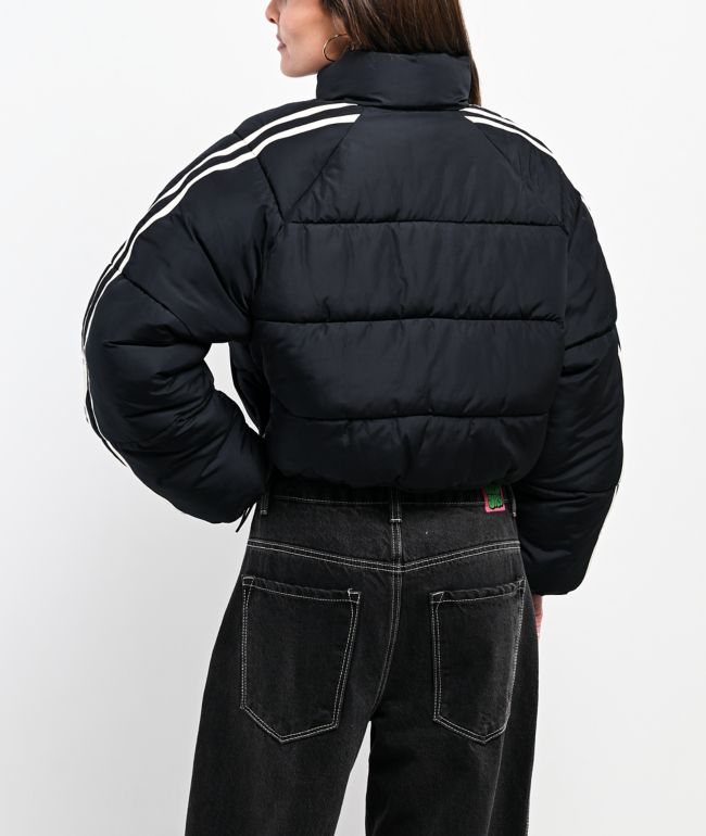 Stitch Fusion Stripe Black Crop Puffer Jacket - thumbnail 2