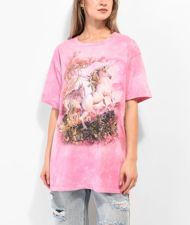 The Mountain Awesome Unicorn Pink Tie Dye T-Shirt