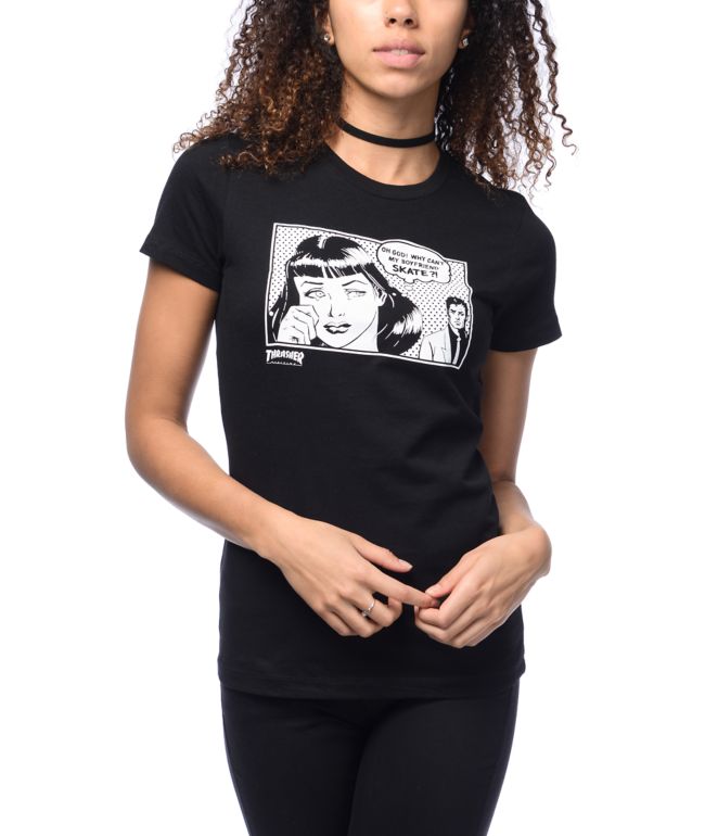 Thrasher Boyfriend Girls Black T-Shirt