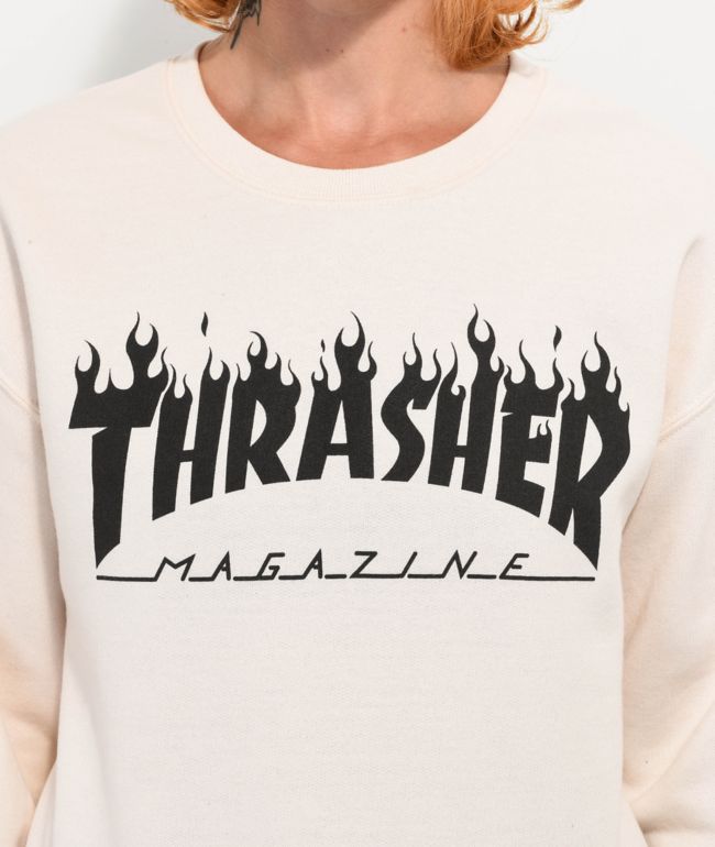 Thrasher Flame Beige Crewneck Sweatshirt - thumbnail 2