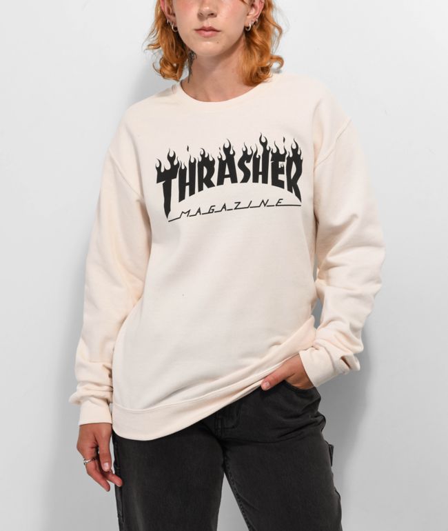 Thrasher Flame Beige Crewneck Sweatshirt