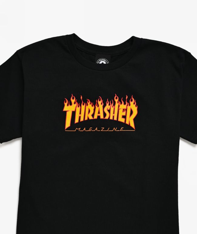 Thrasher Kids Flame Black T-Shirt - thumbnail 3
