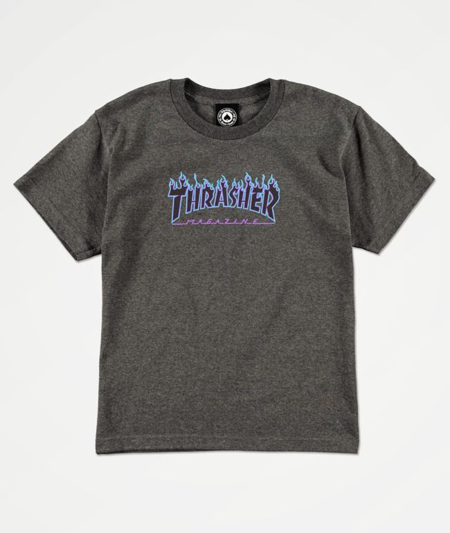 Thrasher Kids Flame Logo Grey T-Shirt